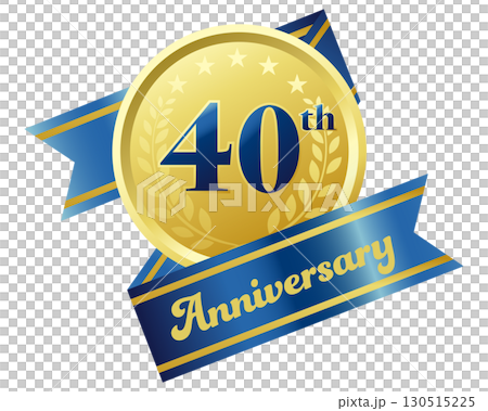 四十周年記念のアイコン。青いリボンとメダル。 130515225
