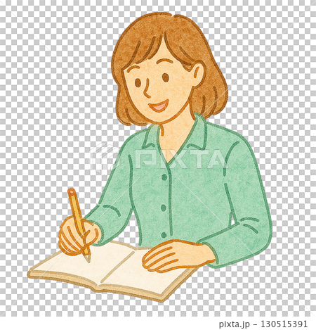 Woman writing in a notebook Illustration material (business/learning) 130515391