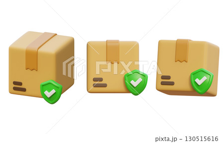 Package Box with shield 3D Icon graphic Package Box with shield 3D Icon graphic 130515616