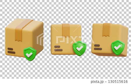 Package Box with shield 3D Icon graphic Package Box with shield 3D Icon graphic 130515616