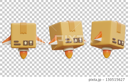 Package Box with rocket 3D Icon graphic 130515627