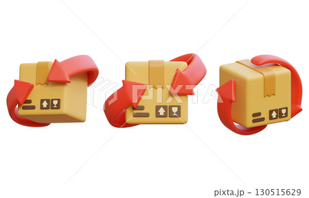 Package Box with exchange arrow 3D Icon graphic 130515629