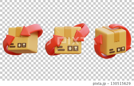 Package Box with exchange arrow 3D Icon graphic 130515629
