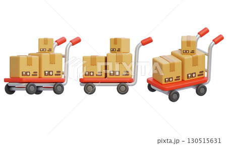 Package Box in cart 3D Icon graphic 130515631