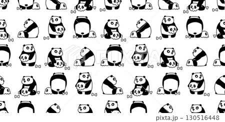 panda bear seamless pattern halloween skull bone cartoon polar bear vector doodle teddy scarf isolated gift wrapping paper tile background repeat wallpaper illustration design 130516448