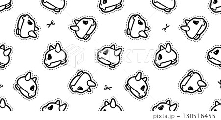 skull seamless pattern halloween bone skeleton cartoon monster evil davil ghost spooky head face vector dash line sticker animal pet caw dog cat doodle teddy scarf isolated gift wrapping paper tile ba 130516455