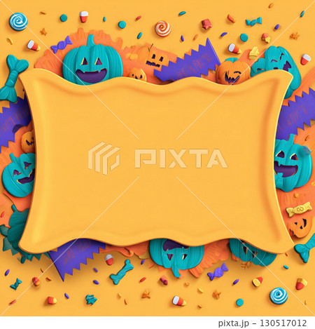 Cartoon Style Halloween Poster with Playful Colors and Text Space 130517012