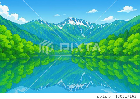 北アルプス　上高地　イメージ　アニメ調 130517163