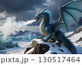冷気を吐く氷のドラゴンのイメージ　AI生成画像 130517464