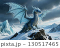 横から見た氷のドラゴンのイメージ　AI生成画像 130517465