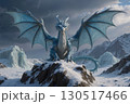 正面から見た氷のドラゴンのイメージ　AI生成画像 130517466