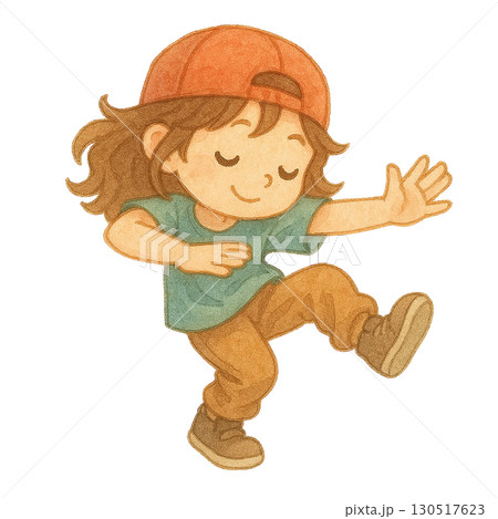 ストリートダンスを踊っている女の子のイラスト 130517623