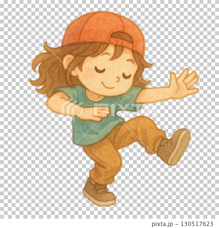 ストリートダンスを踊っている女の子のイラスト 130517623