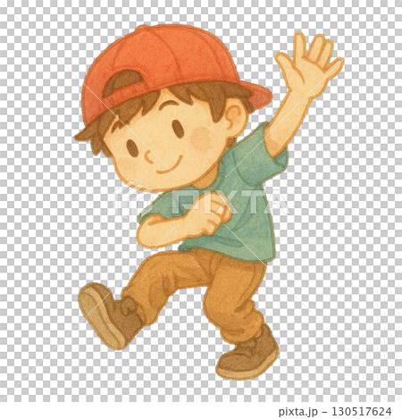 ストリートダンスを踊っている男の子のイラスト 130517624