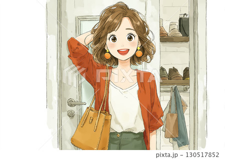 美優シリーズ：出勤前に靴や鞄を準備 130517852