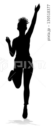 Happy Woman Joy Pose Silhouette Person 130518377