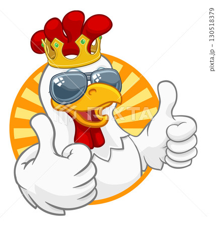 Cool King Chicken Rooster Cockerel Bird Cartoon 130518379