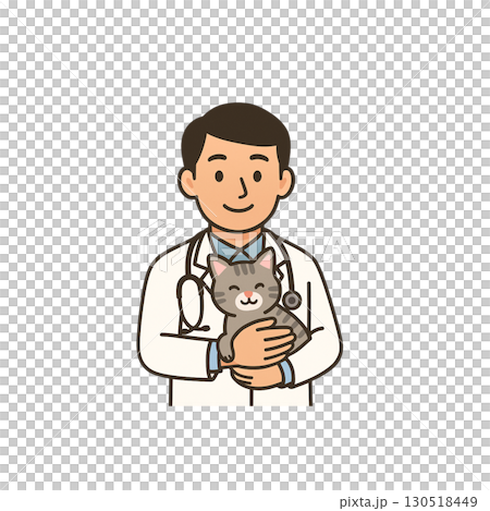 Veterinarian color icon, material, illustration, no background, document creation, occupation 130518449