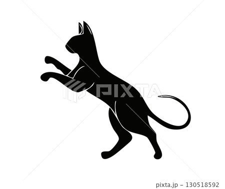 アクティブな猫のシルエットベクター素材 130518592