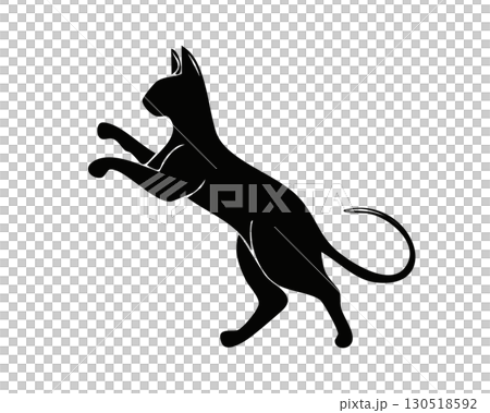 アクティブな猫のシルエットベクター素材 130518592
