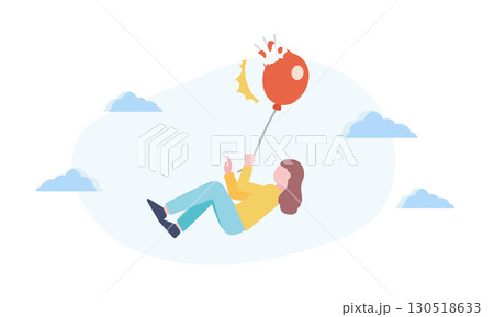 風船が割れて落ちる女性のイラストタグ 130518633