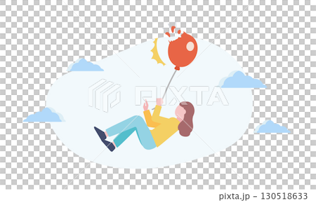風船が割れて落ちる女性のイラストタグ 130518633