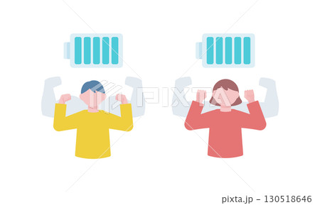 エネルギッシュな男性と女性のイラスト 130518646