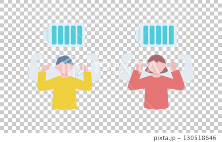 エネルギッシュな男性と女性のイラスト 130518646