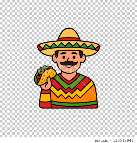 Mexican color icons, materials, illustrations, no background, document creation 130518945