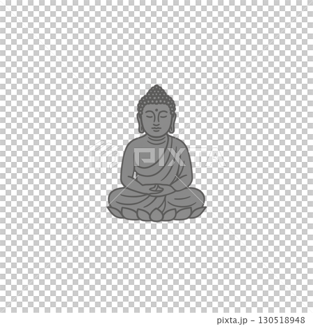 大仏のカラーアイコン、素材、イラスト、背景なし、資料作り 130518948