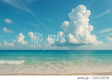 夏の海 入道雲 砂浜 夏の海 入道雲 砂浜 130519239