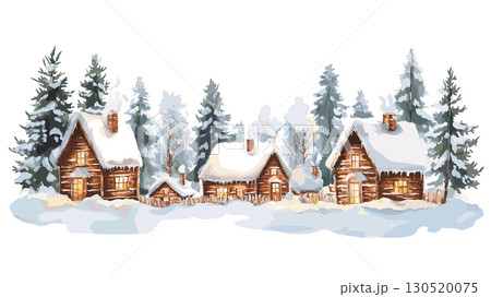 Santa Claus Village. Santa Claus Village watercolor vector illustration 130520075