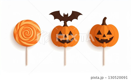 ハロウィン カボチャとコウモリとキャンディー イラスト 白背景 ハロウィン カボチャとコウモリとキャンディー イラスト 白背景 130520091