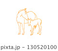 馬の親子の金色の線画 130520100