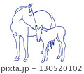 馬の親子の線画 130520102