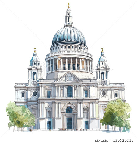 St. Paul's Cathedral. St. Paul's Cathedral watercolor vector illustration 130520216