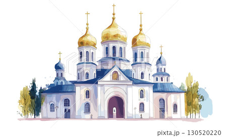 St. Sophias Cathedral. St. Sophias Cathedral watercolor vector illustration St. Sophias Cathedral. St. Sophias Cathedral watercolor vector illustration 130520220
