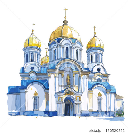 St. Sophias Cathedral. St. Sophias Cathedral watercolor vector illustration St. Sophias Cathedral. St. Sophias Cathedral watercolor vector illustration 130520221