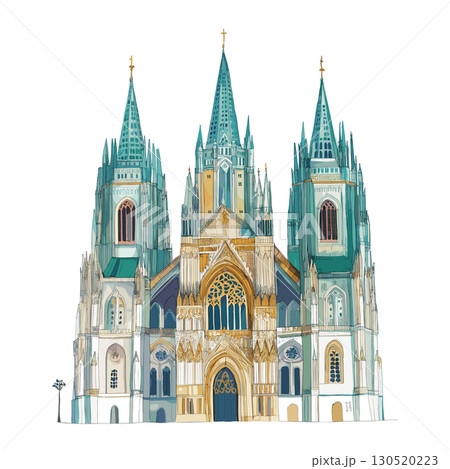 St. Stephens Cathedral. St. Stephens Cathedral watercolor vector illustration St. Stephens Cathedral. St. Stephens Cathedral watercolor vector illustration 130520223