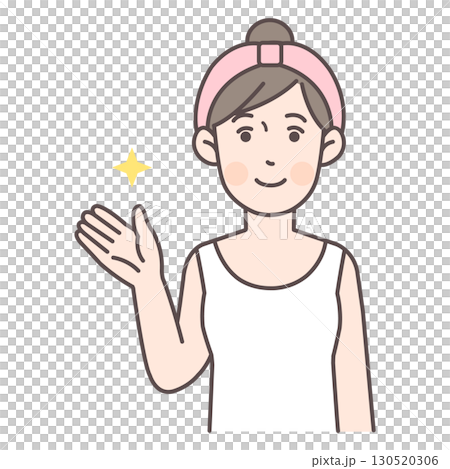 A woman explaining facial cleansing beauty tips 130520306