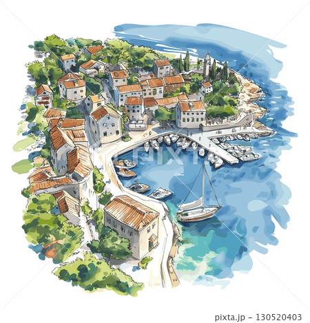 Hvar. Hvar watercolor vector illustration Hvar. Hvar watercolor vector illustration 130520403