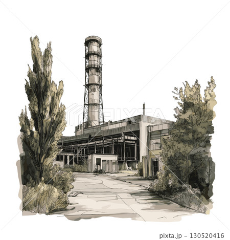 Chernobyl Exclusion Zone. Chernobyl Exclusion Zone watercolor vector illustration Chernobyl Exclusion Zone. Chernobyl Exclusion Zone watercolor vector illustration 130520416