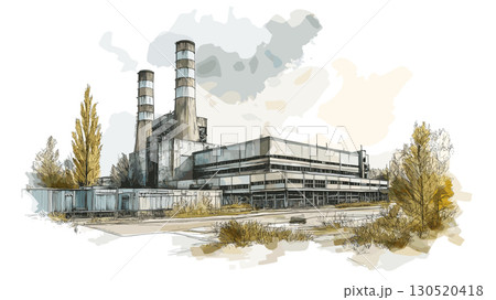 Chernobyl Exclusion Zone. Chernobyl Exclusion Zone watercolor vector illustration Chernobyl Exclusion Zone. Chernobyl Exclusion Zone watercolor vector illustration 130520418
