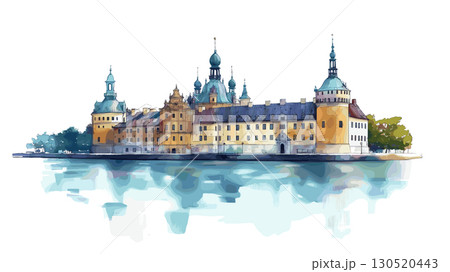 Kronborg Castle. Kronborg Castle watercolor vector illustration Kronborg Castle. Kronborg Castle watercolor vector illustration 130520443