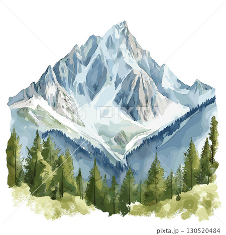 Zugspitze. Zugspitze watercolor vector illustration 130520484
