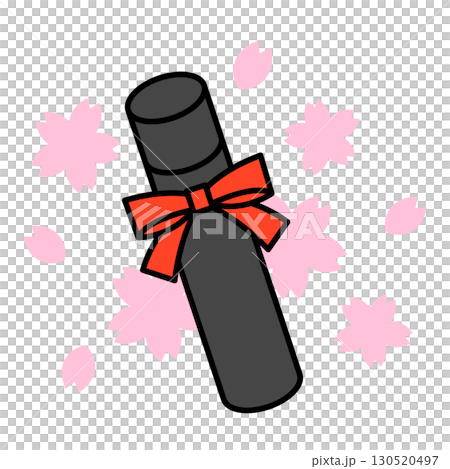 桜の花びらと卒業証書 130520497