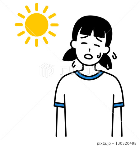 熱中症になる体操服の女子学生 130520498