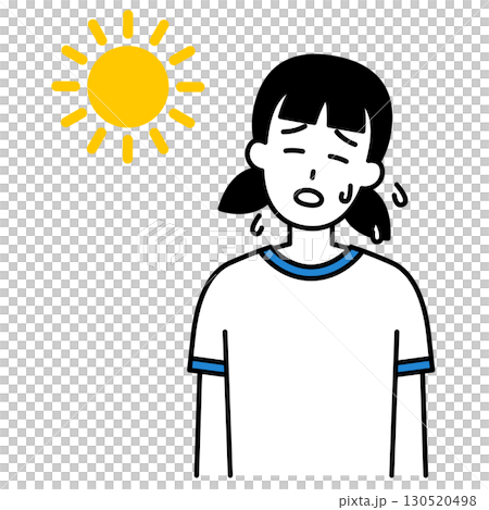 熱中症になる体操服の女子学生 130520498