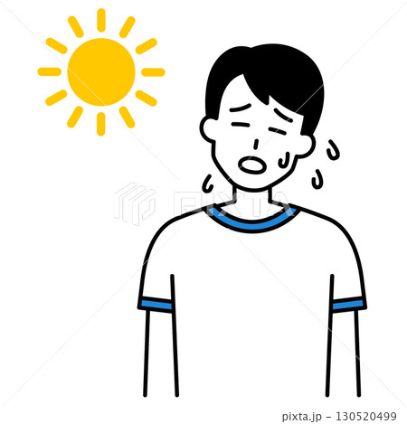 熱中症になる体操服の男子学生 130520499