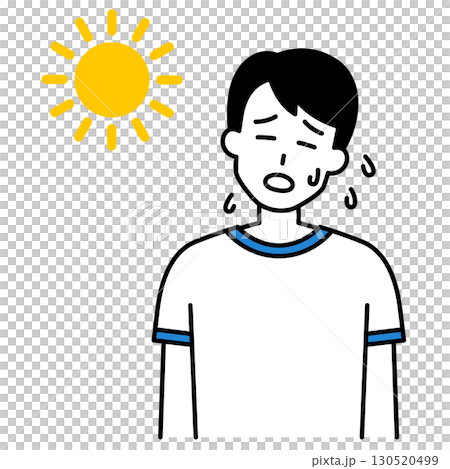 熱中症になる体操服の男子学生 130520499